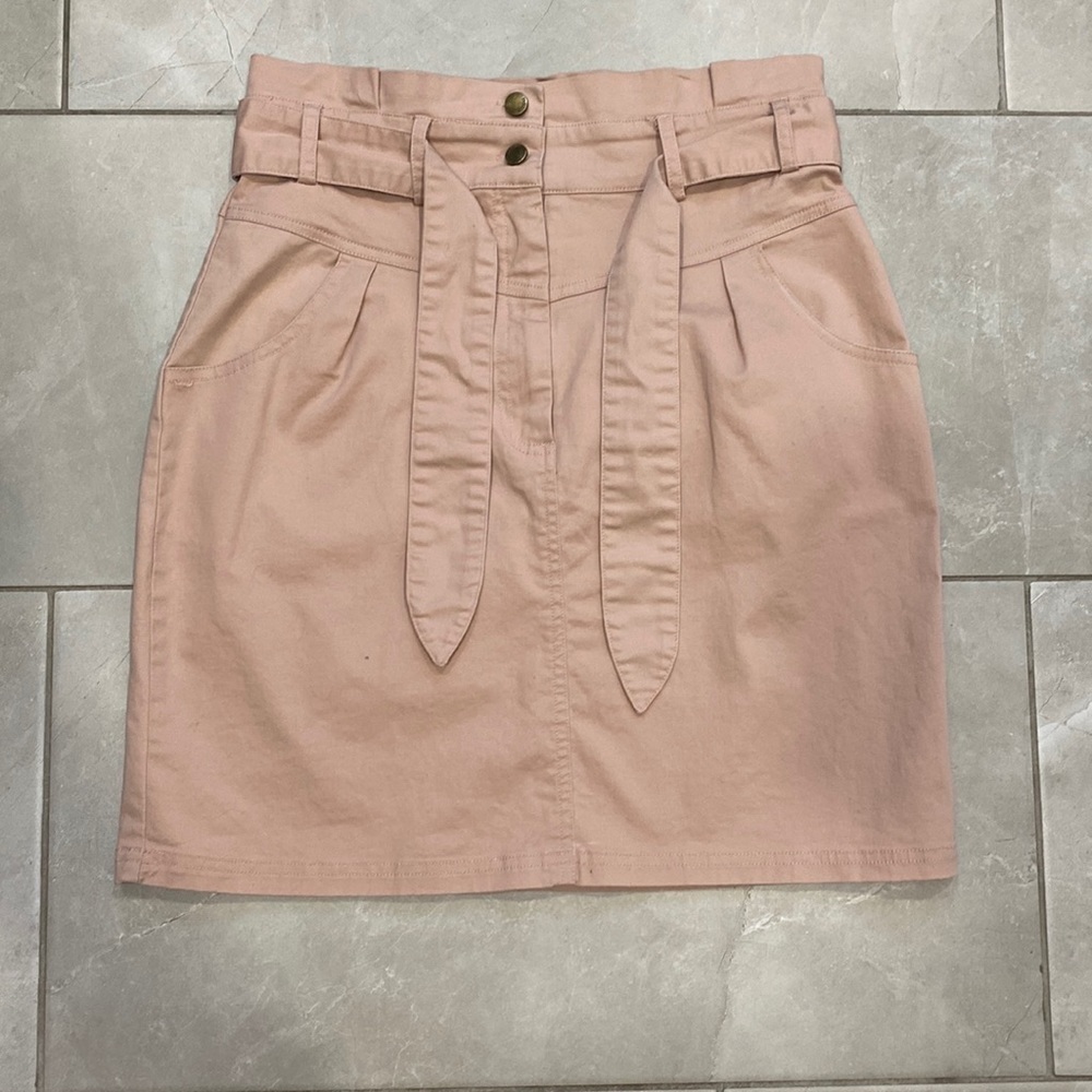 ESQUALO High Rise Pink Skirt with Tie